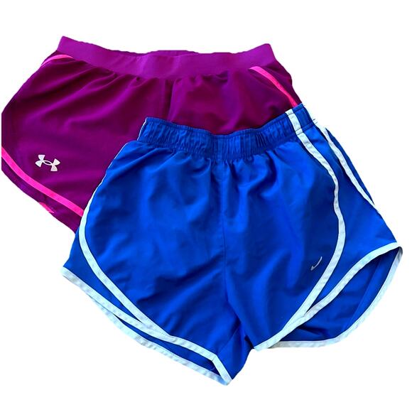 NIKE Dri Fit Women’s Running Shorts XS Tempo & Under Armour Athletic *Lot Of 2 - Picture 1 of 10